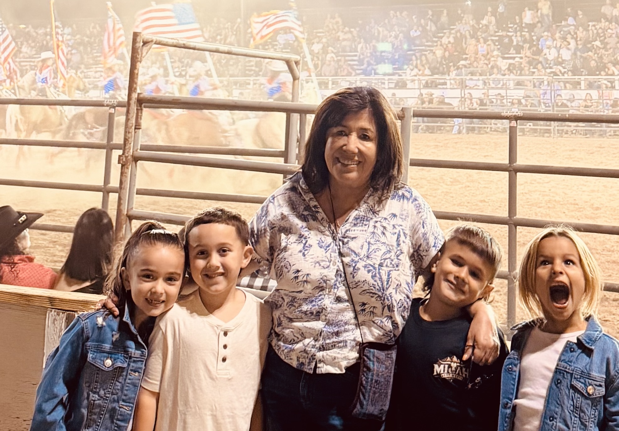 Christina with Dixon youngsters at a rodeo.